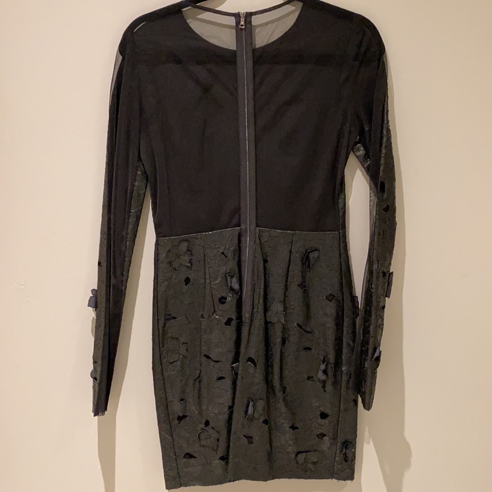 SOLD / BCBG LEATHER MESH DRESS - Picture 3 of 7